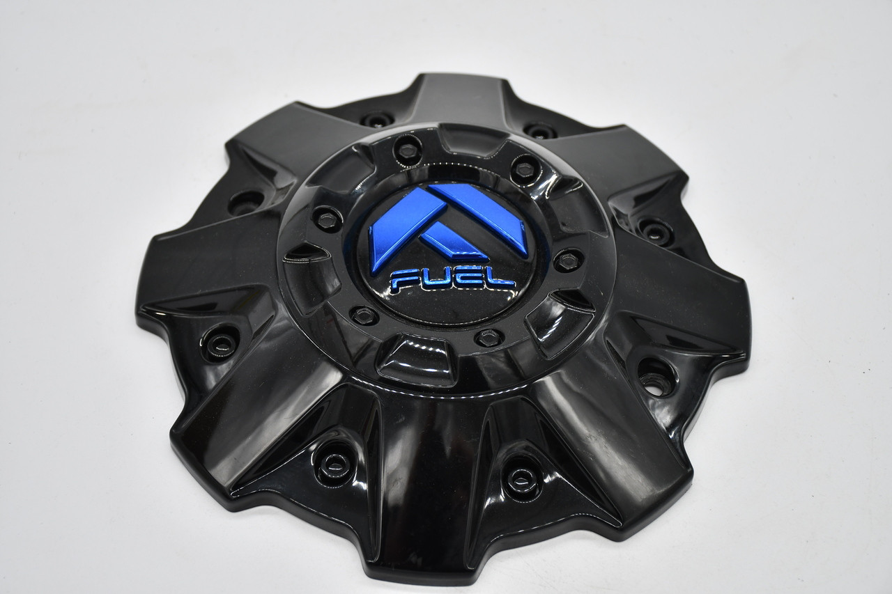 Fuel Gloss Black Blue Logo Wheel Center Cap Hub Cap U1001-81GBK 8" Fits Fuel Stroke D645 5/6 Lug