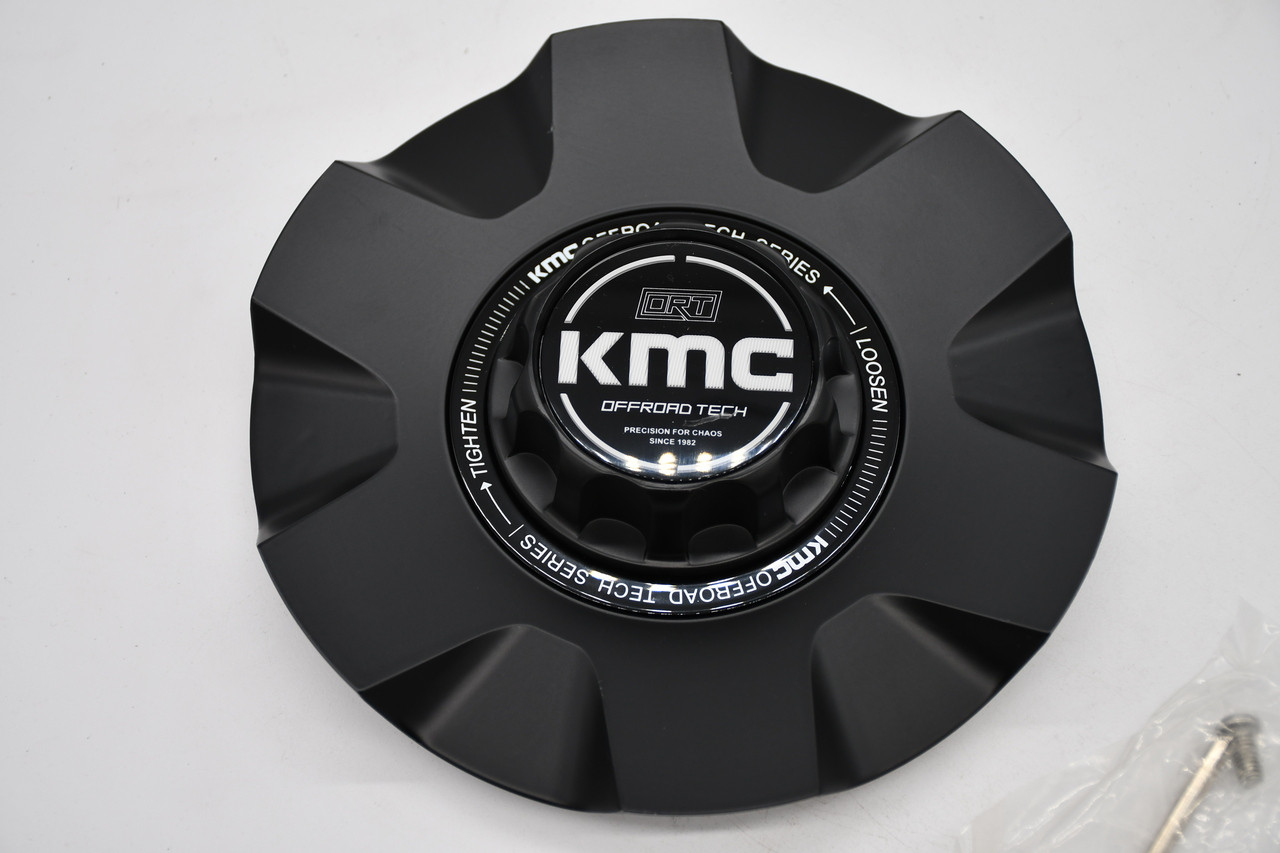 KMC KM101 satin black replacement wheel center cap SKU T1762090-2-S1, 7.75 inches.