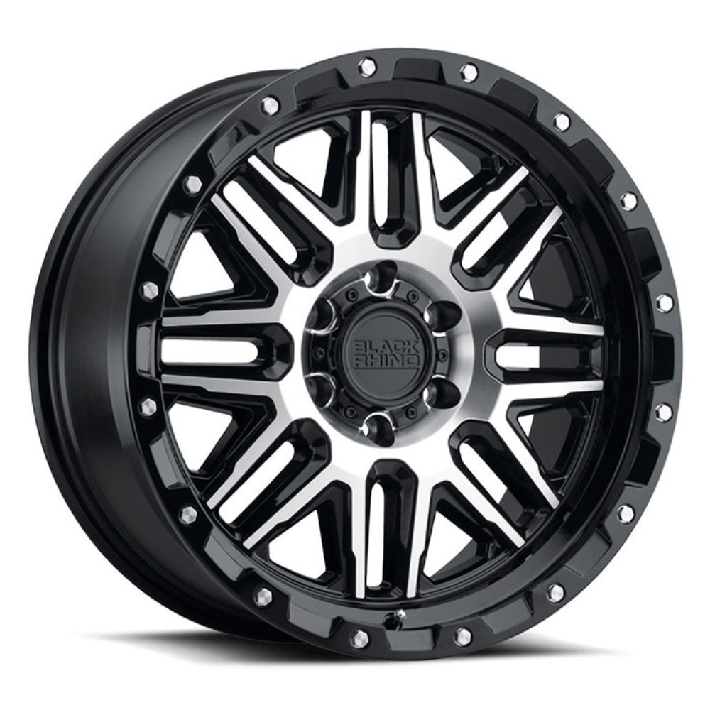 Set 4 17" Black Rhino Alamo 17x9 Black MachFace Stainless Bolts 6x135 Wheels 12
