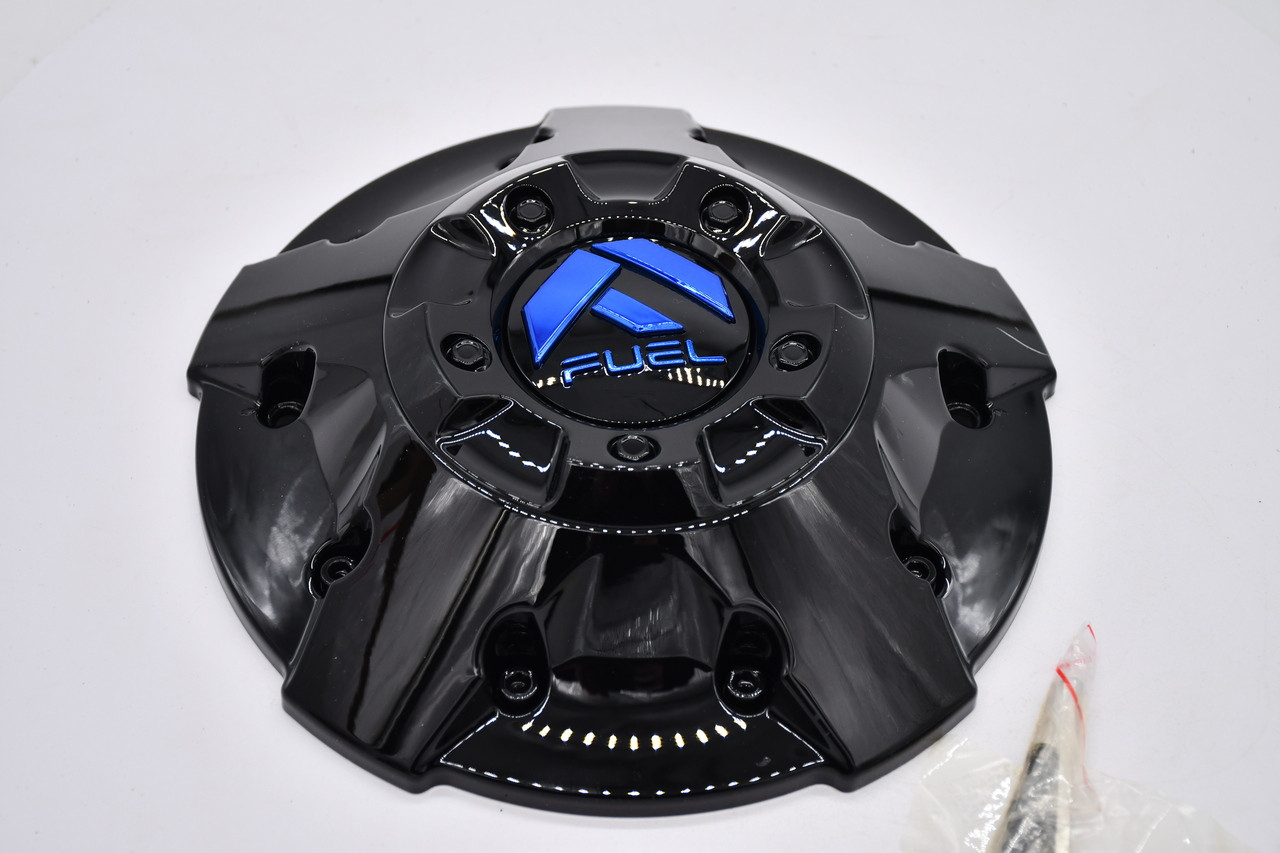 Fuel Gloss Black Blue Logo Wheel Center Cap Hub Cap U1003-88GBK 8.5" D644 Contra 8 Lug
