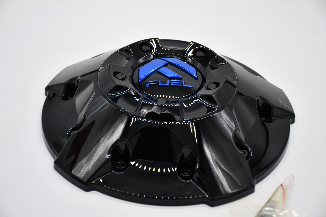 Fuel Gloss Black Blue Logo Wheel Center Cap Hub Cap U1003-88GBK 8.5" D644 Contra 8 Lug