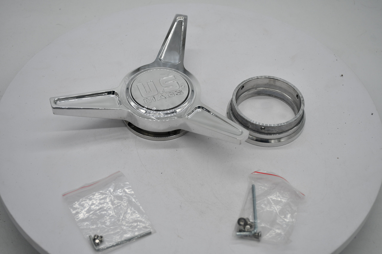 US Mags Polished Wheel Center Cap Hub Cap 1003-84-06H Tri Bar Knock Off Assembly for US Mags