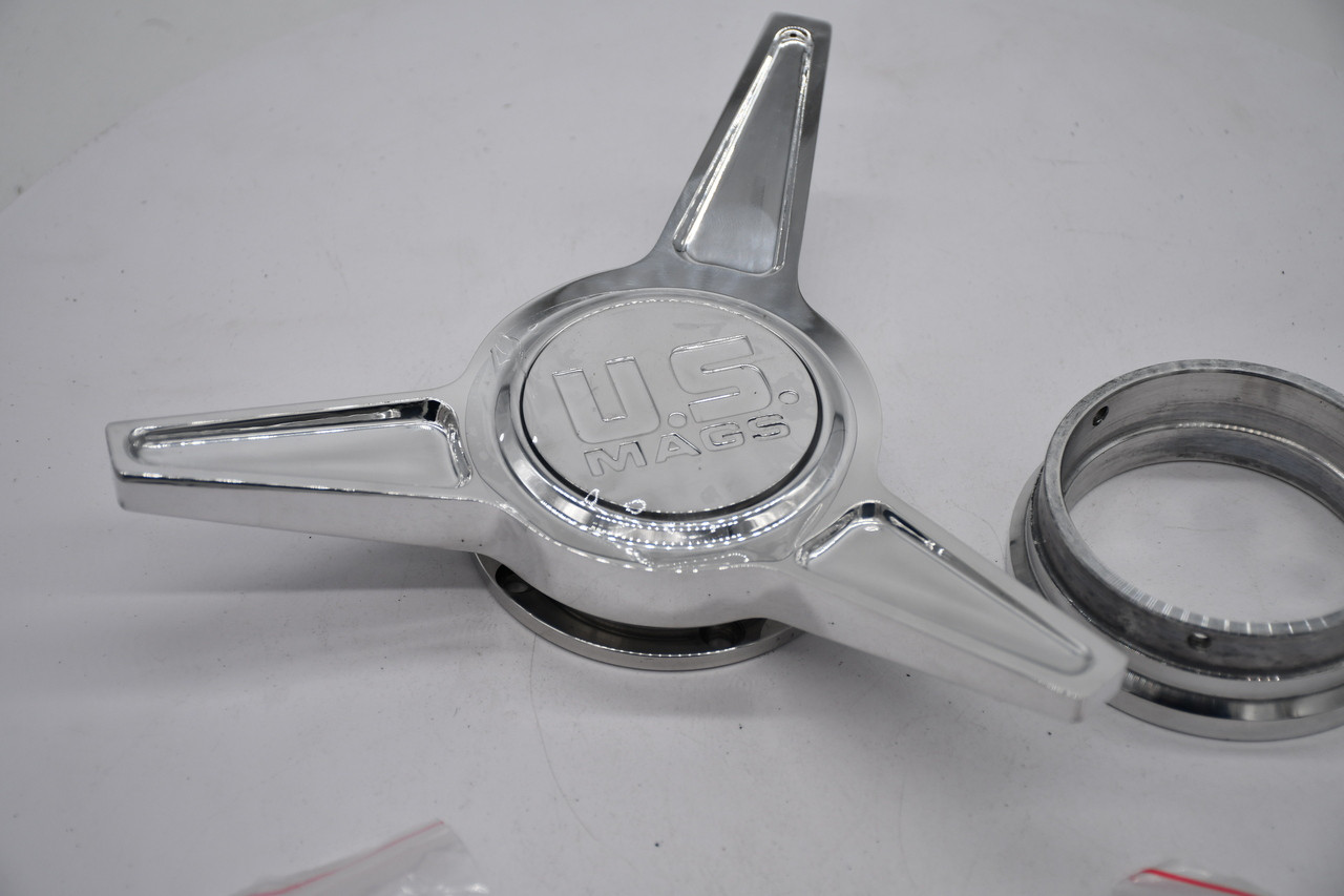 US Mags Polished Wheel Center Cap Hub Cap 1003-84-06H Tri Bar Knock Off Assembly for US Mags