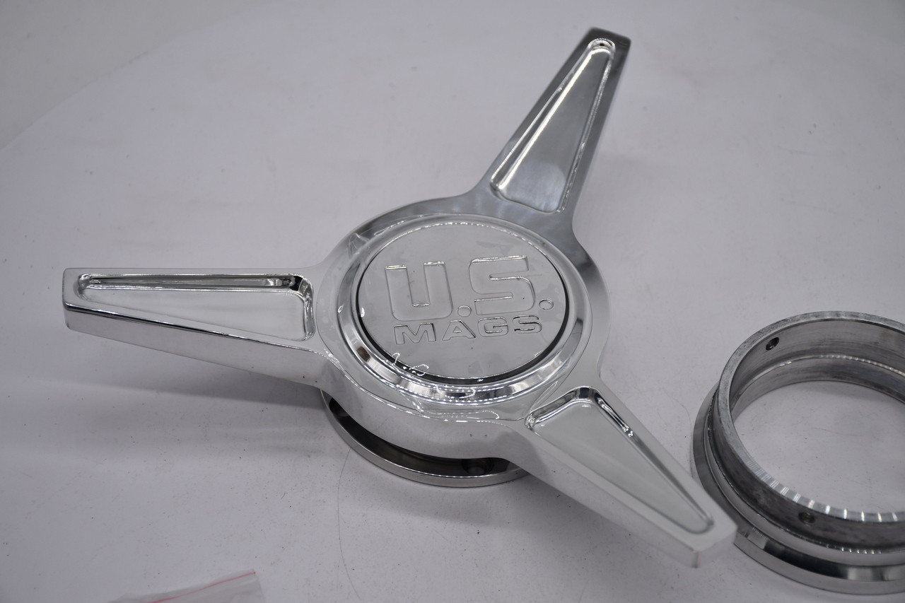 US Mags Polished Wheel Center Cap Hub Cap 1003-84-06H Tri Bar Knock Off Assembly for US Mags