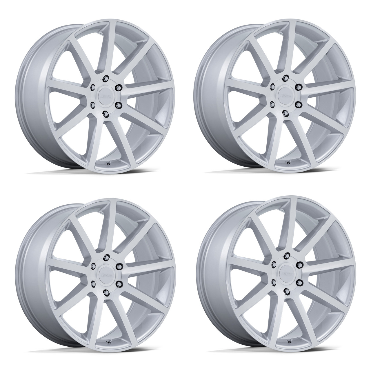 Set 4 22" Petrol PE007 P6E Gloss Silver Machined Face 22x9.5 Wheels 6x135 30mm