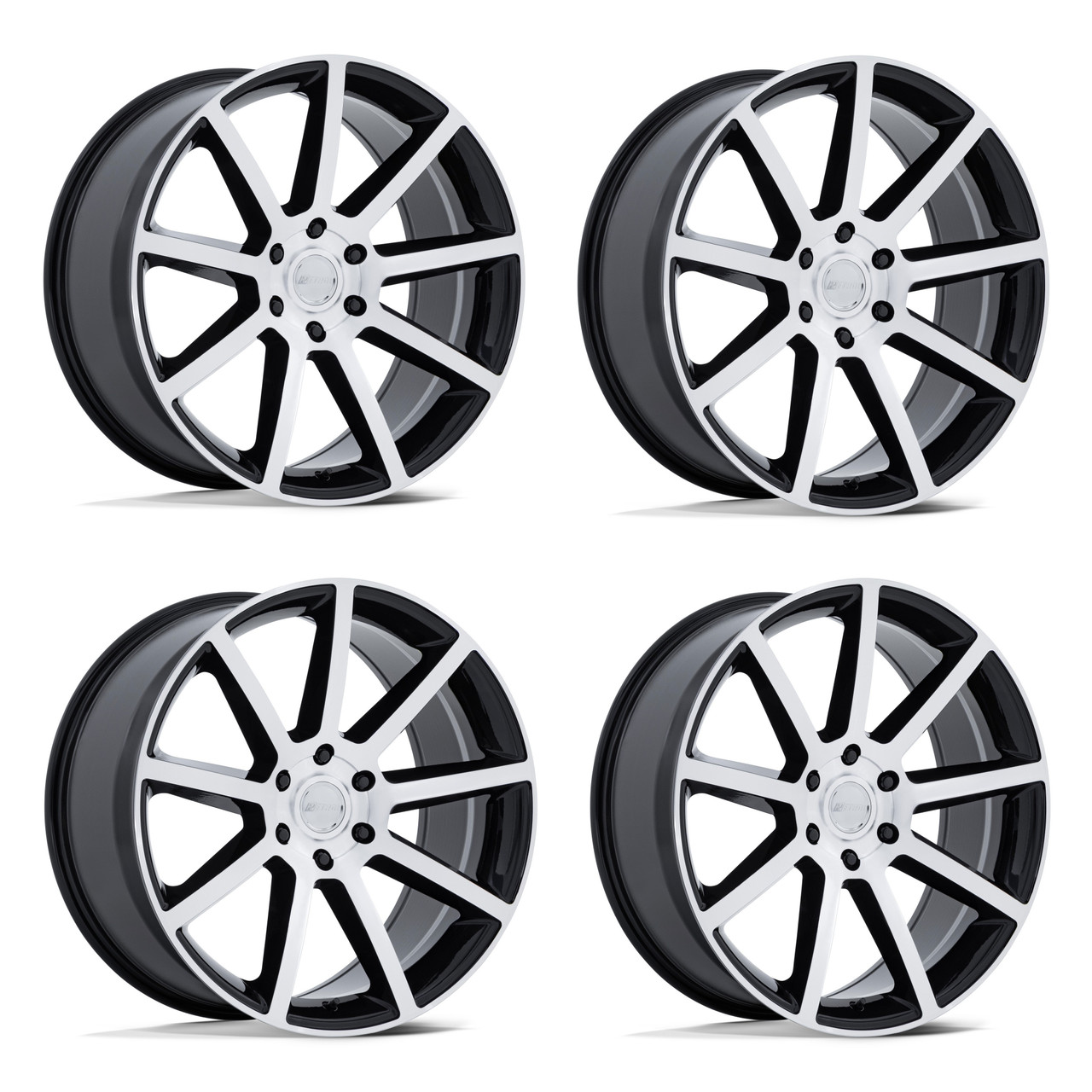 Set 4 22" Petrol PE007 P6E Gloss Black Machined Face 22x9.5 Wheels 6x135 30mm