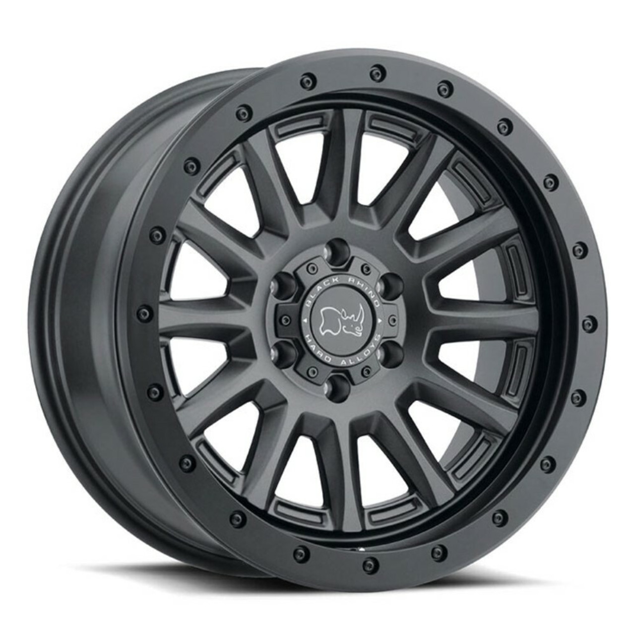 Set 4 Black Rhino Dugger 17x8.5 6x5.5 Gun Black Wheels 17" -18mm Lifted Rims