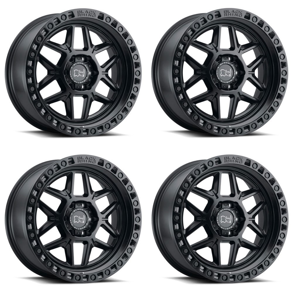 Set 4 17" Black Rhino Kelso 17x9 5x5.5 Matte Black Wheels 0mm For Dodge Ram Rims