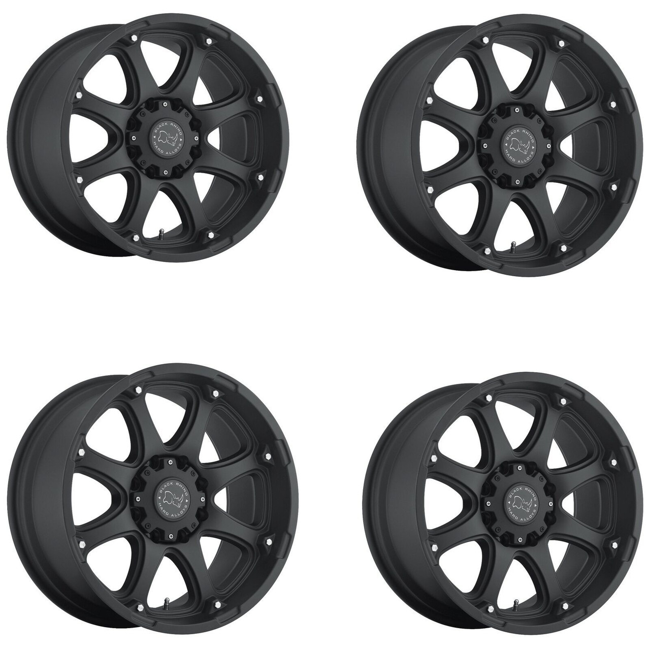 Set 4 Black Rhino Glamis 17x9 6x5.5 Matte Black Wheels 17" 12mm For Nissan Rims