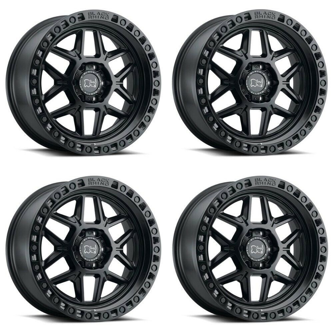 Set 4 Black Rhino Kelso 17x9 5x5 Matte Black Wheels 17" -18mm Lifted For Jeep