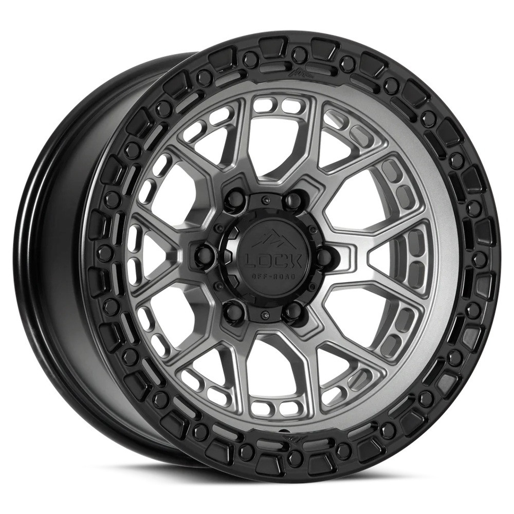 Set 4 20" Lock Offroad Commando Matte Grey Black Ring 20x9 Wheels 6x5.5 0mm Rims