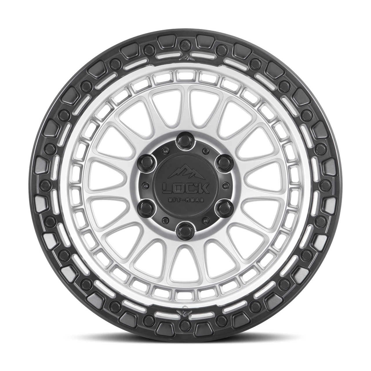 Set 4 17" Lock Offroad Mojave Matte Silver Matte Black Ring 17x9 6x135 0mm Rims