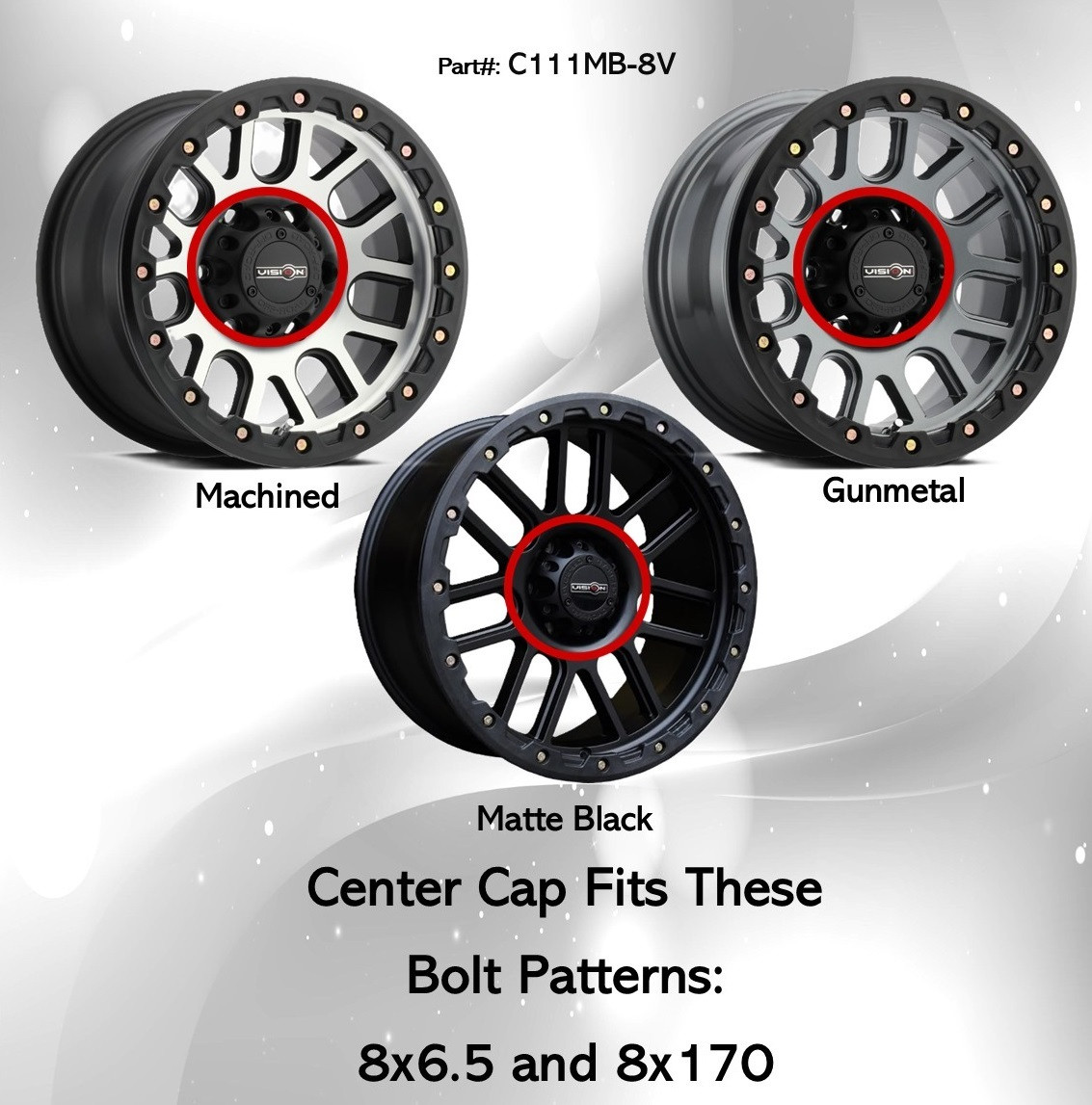 Vision Nemesis 18x9 8 lug replacement center cap