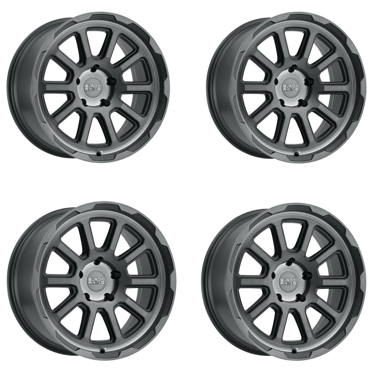 Set 4 Black Rhino Chase 17x9.5 5x5 Brushed Gunmetal Wheels 17" -18mm Rims