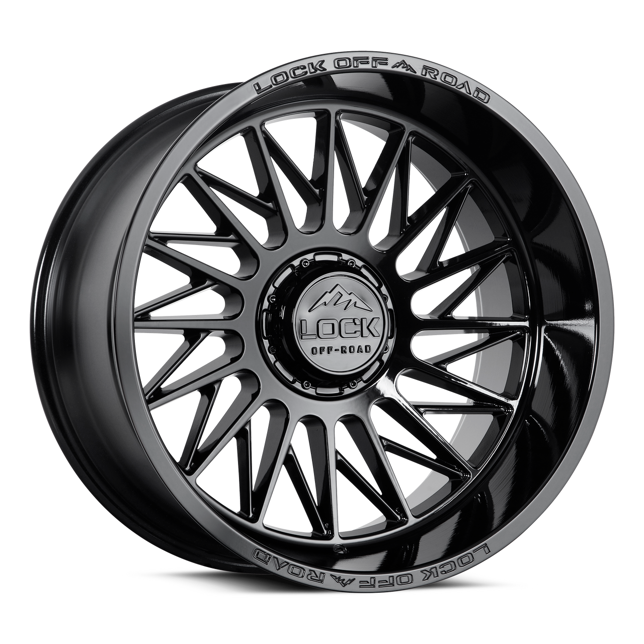 Set 4 22" Lock Extreme Assault Gloss Black 22x10 Wheels 8x170 18mm Truck Rims
