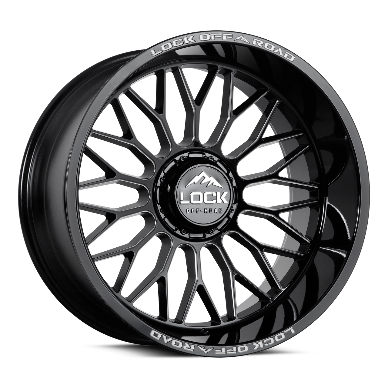 Set 4 20" Lock Extreme Rampage Gloss Black Milled 20x10 5x5 5x5.5 18mm Wheels
