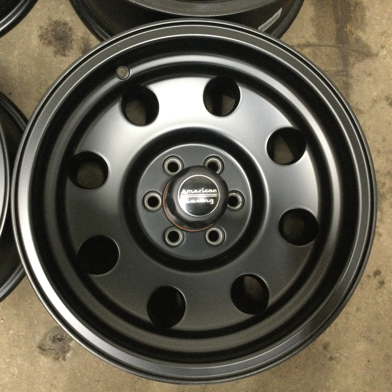 16" American Racing AR172 Baja Satin Black 16x8 8x6.5 -6mm Classic Truck Wheel