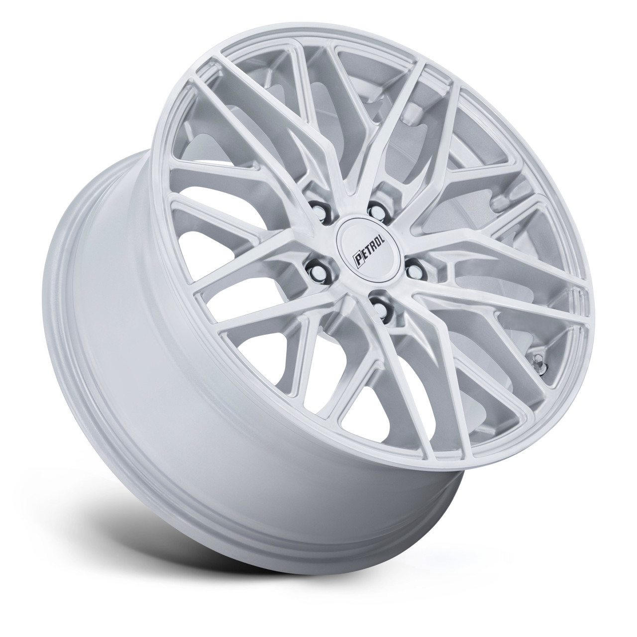 Set 4 17" Petrol PE004 P3E 17x8 5x4.5 40mm  Machined Brushed Gloss Silver Wheels Sedan Coupe SUV Rims