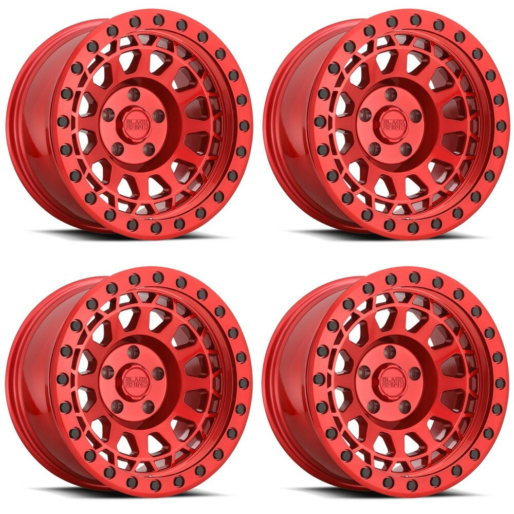 Set 4 Black Rhino PRimsm 17x9 5x4.5 Candy Red W/ Black Bolts Wheels 17" -18mm