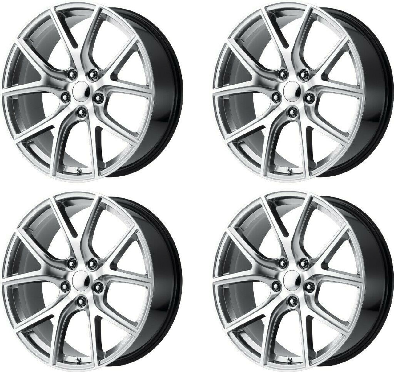 Set 4 Performance Replicas PR181 20x10 5x5 Hyper Silver Machined Wheels 20" 50mm