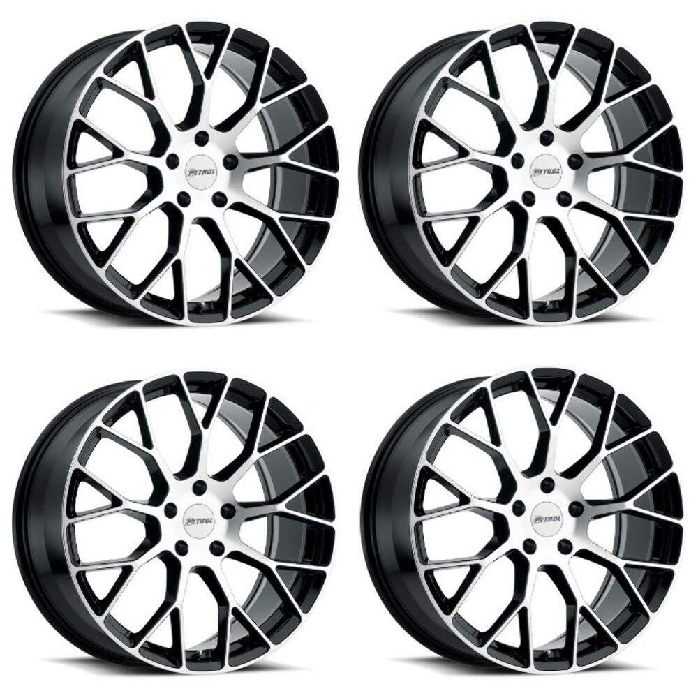 Set 4 Petrol P2B 18x8 5x4.25 Gloss Black W/ Machined Face Wheels 18" 40mm Rims
