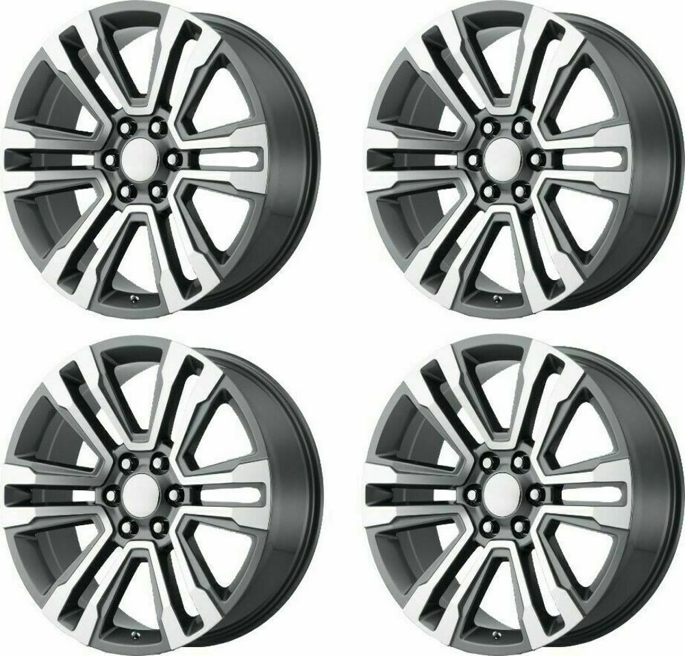 Set 4 22" Performance Replicas PR182 22x9 6x5.5 Gunmetal Machined Wheels 24mm