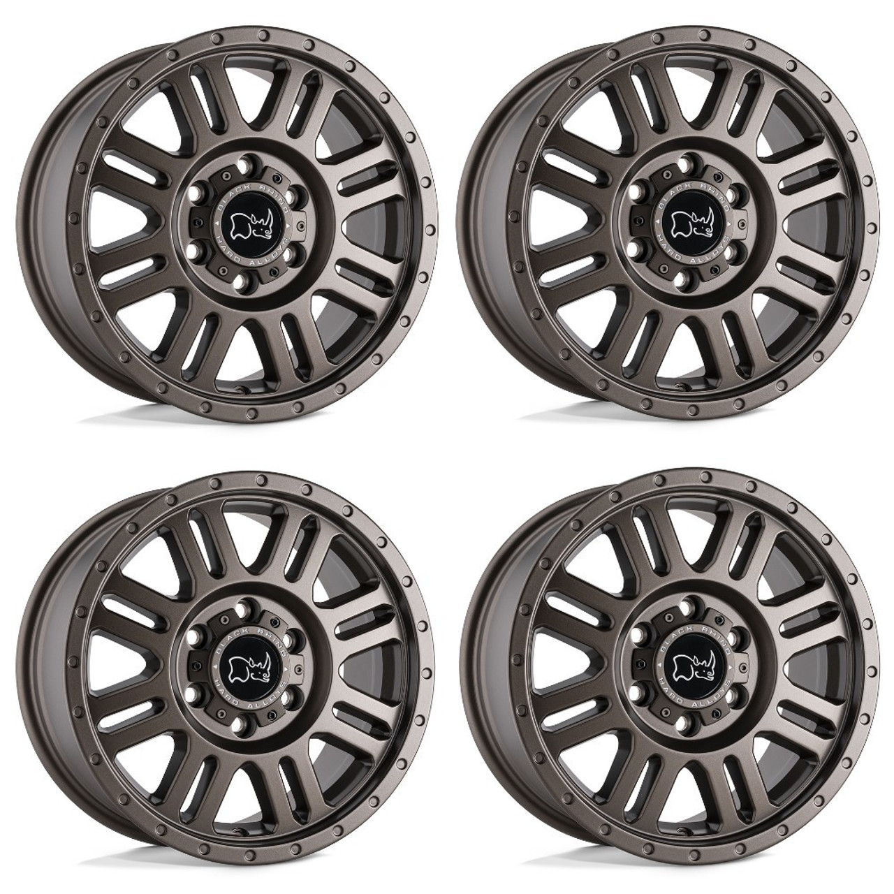 Set 4 18" Black Rhino Yellowstone 18x8 5x160 48mm Wheels Matte Bronze Rims