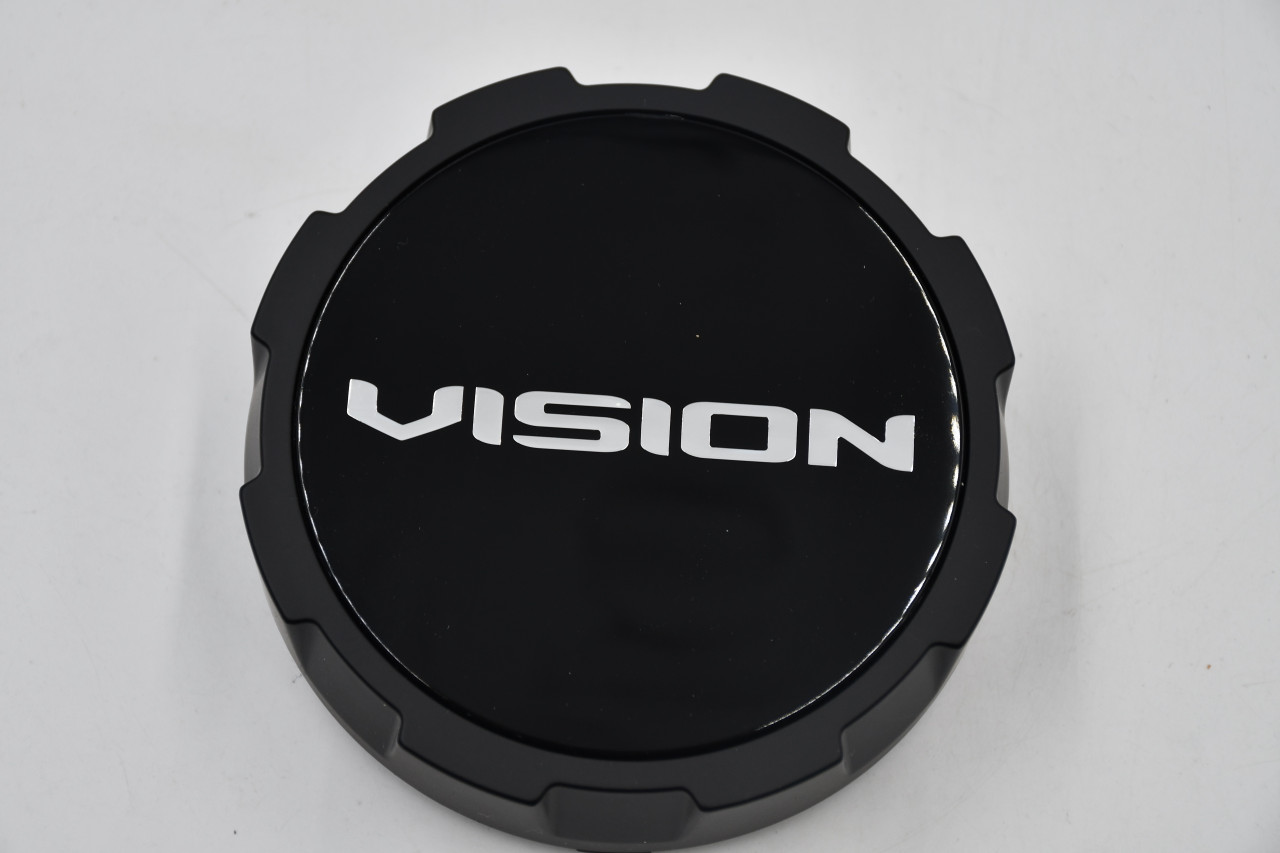 Vision Flat Black/Gloss Black Wheel Center Cap Hub Cap C354SB-8V-ECL 4.875" Vision Snap In