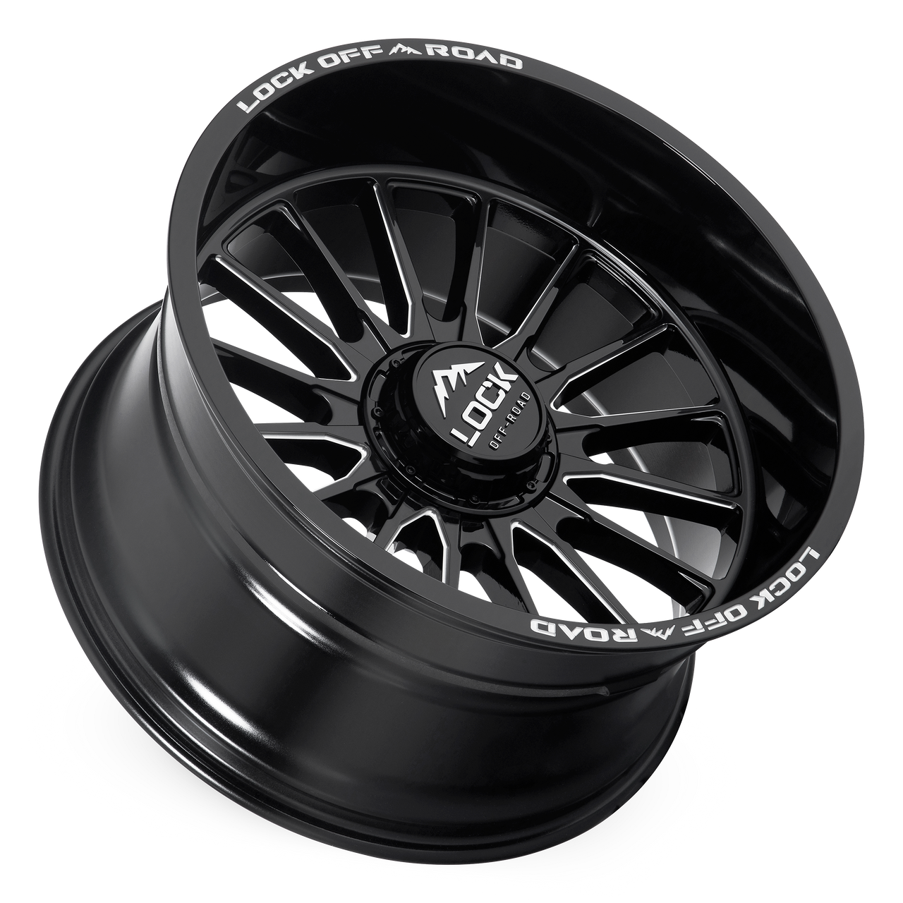 22" Lock Extreme Striker Gloss Black Milled 22x10 Wheel 8x180 18mm Truck Rim