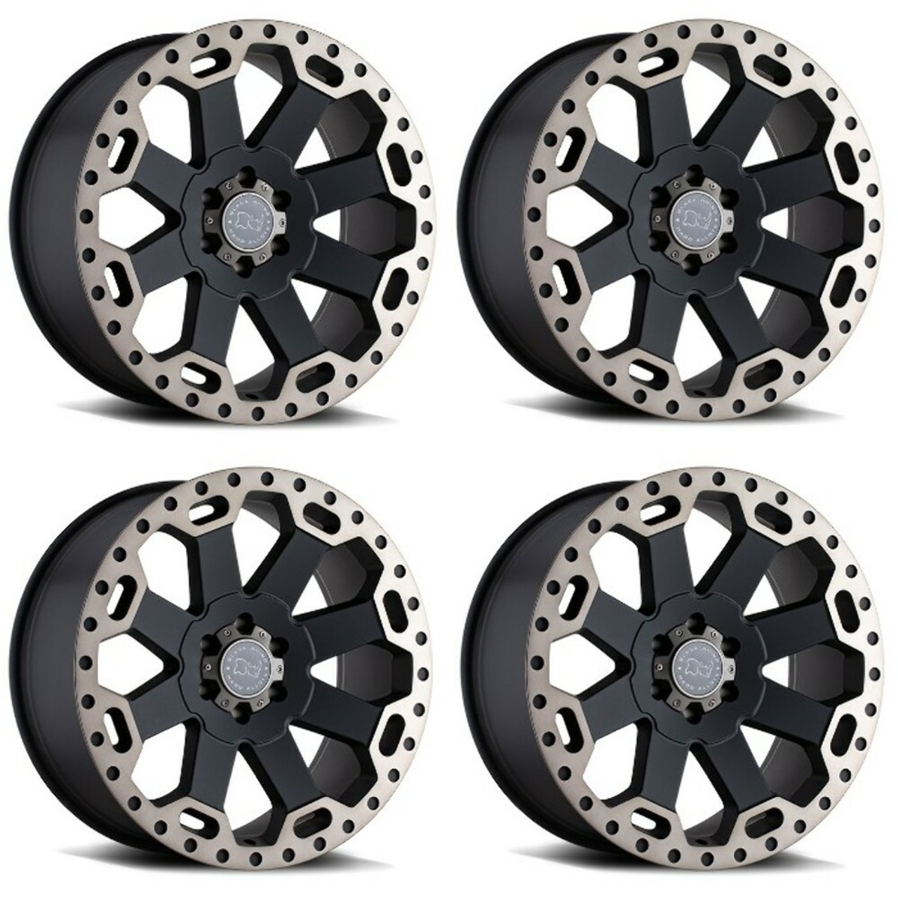 Set 4 18" Black Rhino Warlord 18x9 8x170 -12mm Wheels Black W  Machined Tint Rim