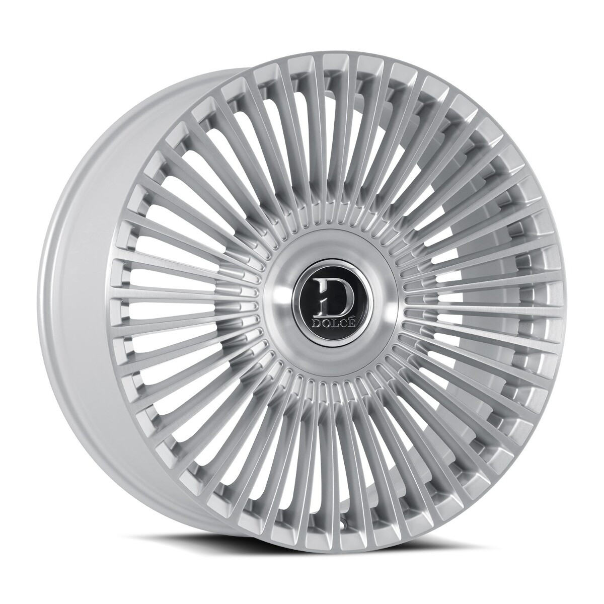 Set 4 24" Dolce Luxury Trento Gloss Sliver Brush Face 24x10 5x115 5x120 20mm Rim