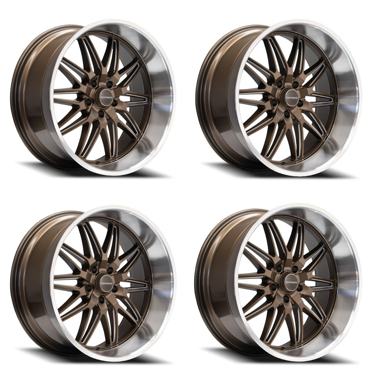Set 4 22" Corsart Alcatraz Bronze Milled Diamond Cut Lip 22x8.5 5x5 6mm Wheels