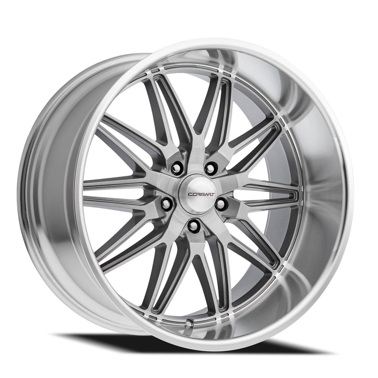 22" Corsart Alcatraz Gloss Brushed Diamond Cut Lip 22x10.5 Wheel 5x5 0mm Rim