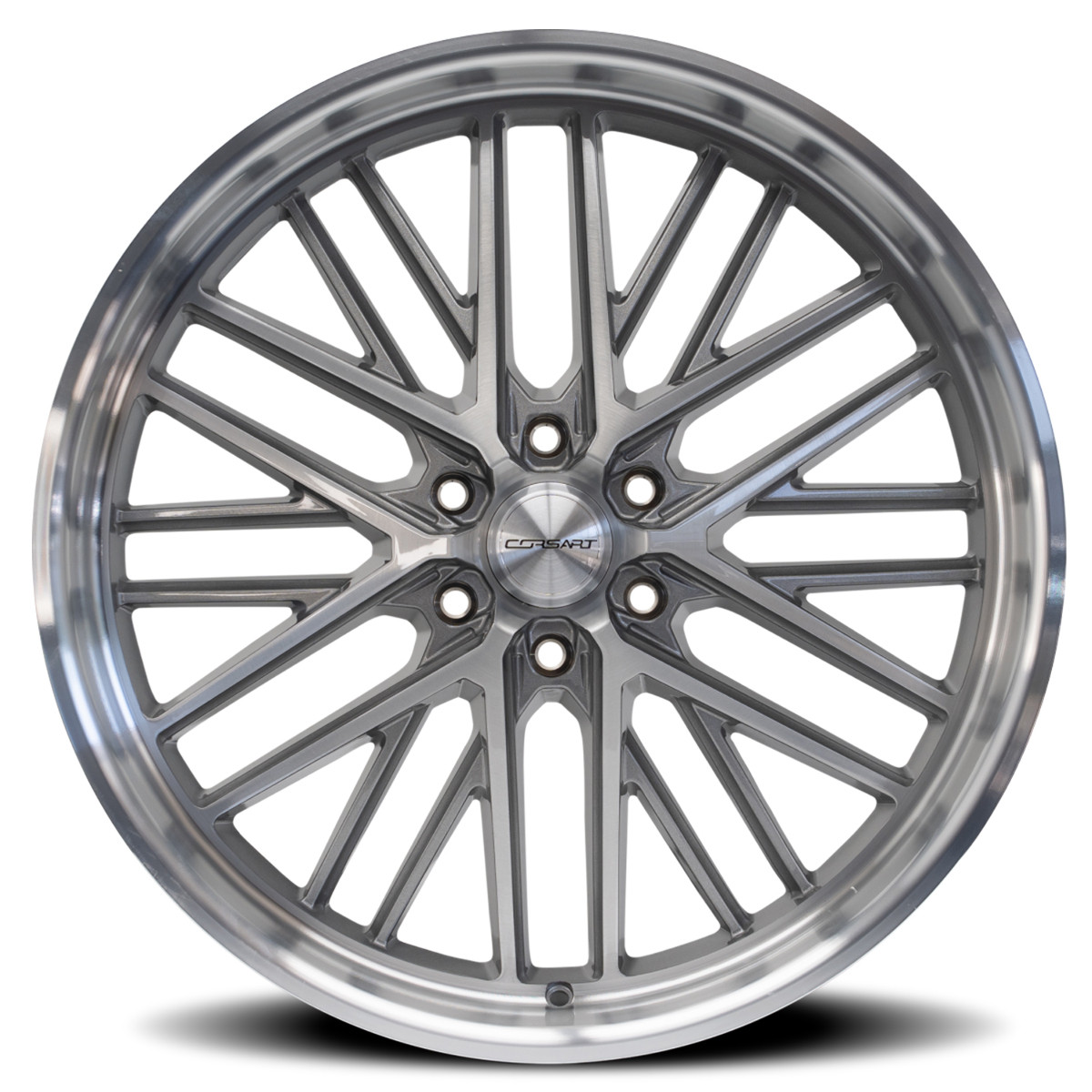 24" Corsart Kingpin 6 Gloss Brushed Diamond Cut Lip 24x9 Wheel 6x5.5 24mm Rim