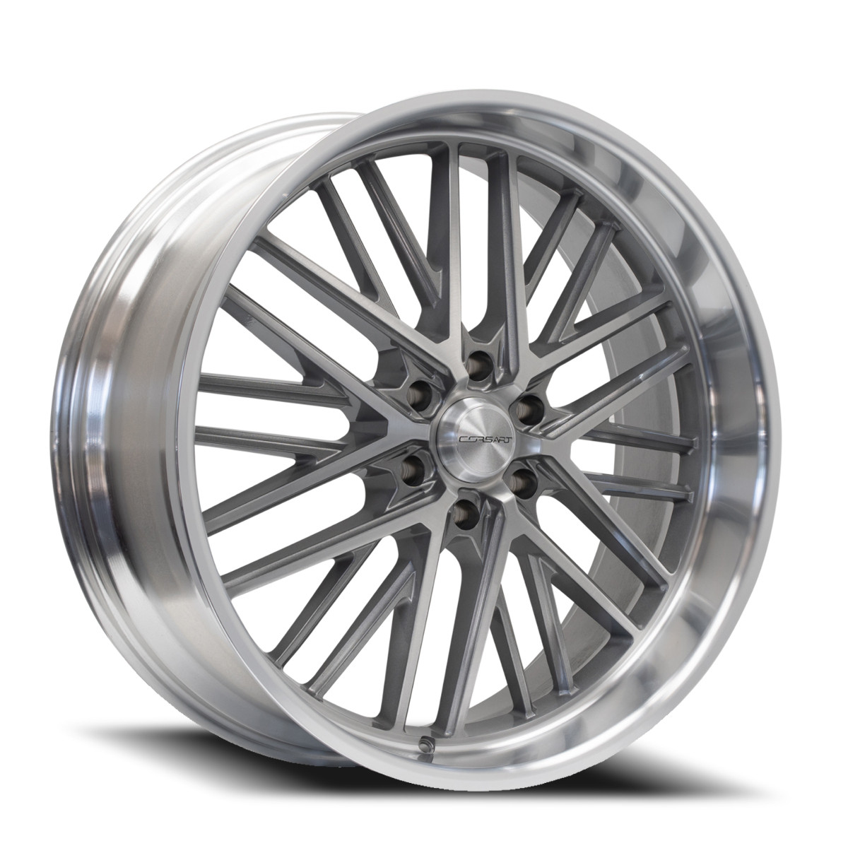 24" Corsart Kingpin 6 Gloss Brushed Diamond Cut Lip 24x10 Wheel 6x5.5 25mm Rim