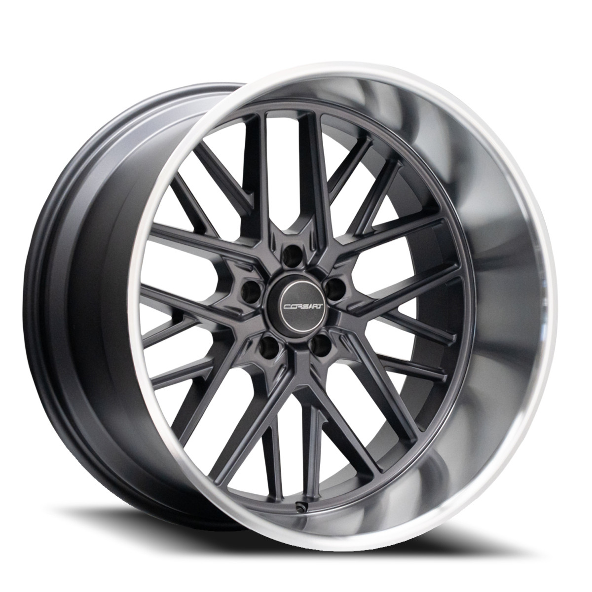 Set 4 20" Corsart Kingpin 5 Matte Gunmetal Diamond Cut Lip 20x12 5x5 0mm Wheels