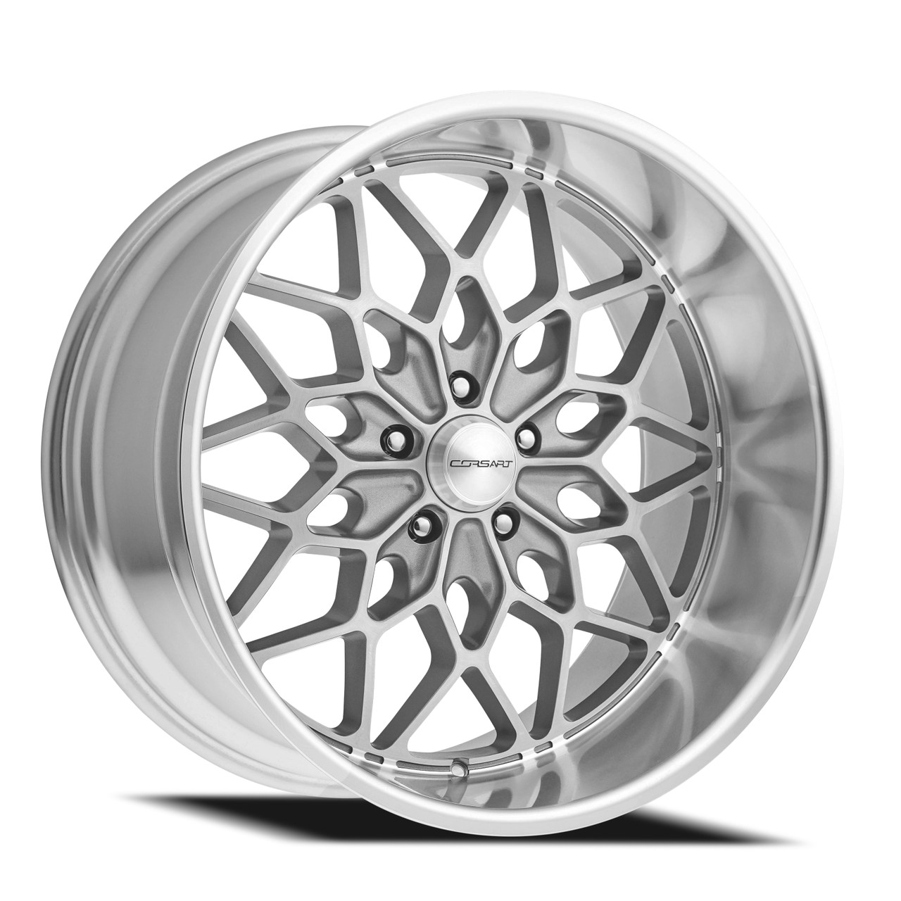 22" Corsart Gunner Gloss Brushed w/ Diamond Cut Lip 22x8.5 Wheel 5x5 6mm Rim