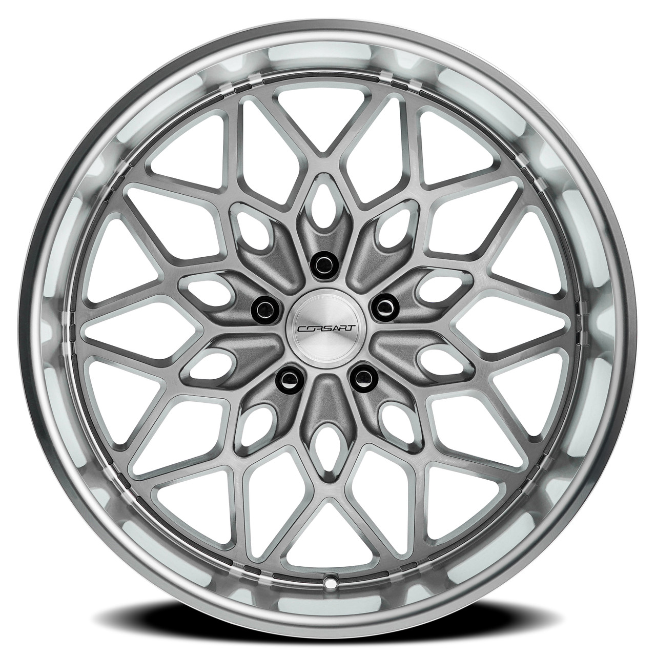 Set 4 22" Corsart Gunner Gloss Brushed Diamond Cut Lip 22x12 Wheels 5x5 0mm Rims