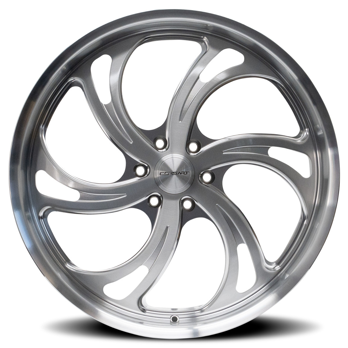 24" Corsart Argon 6 Brushed Milled Diamond Cut Lip 24x9 Wheel 6x135  24mm Rim