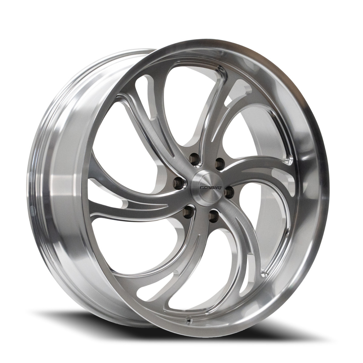 Set 4 24" Corsart Argon 6 Brushed Milled Diamond Cut Lip 24x10.5 6x5.5 38mm Rims