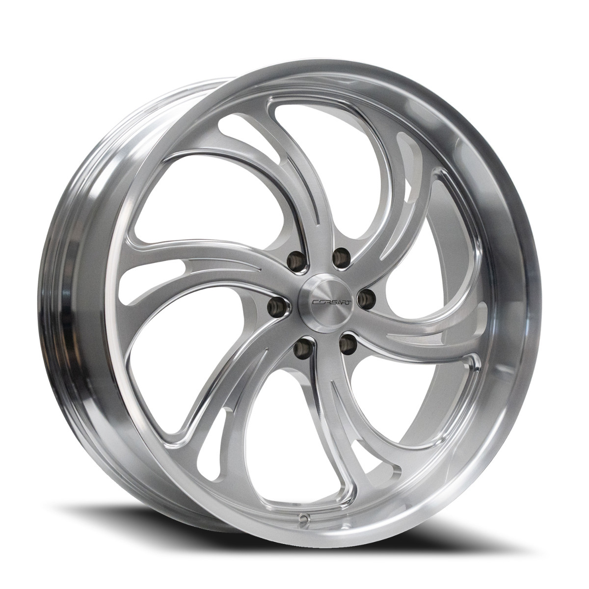 24" Corsart Argon 6 Brushed Milled Diamond Cut Lip 24x9 Wheel 6x135 24mm Rim