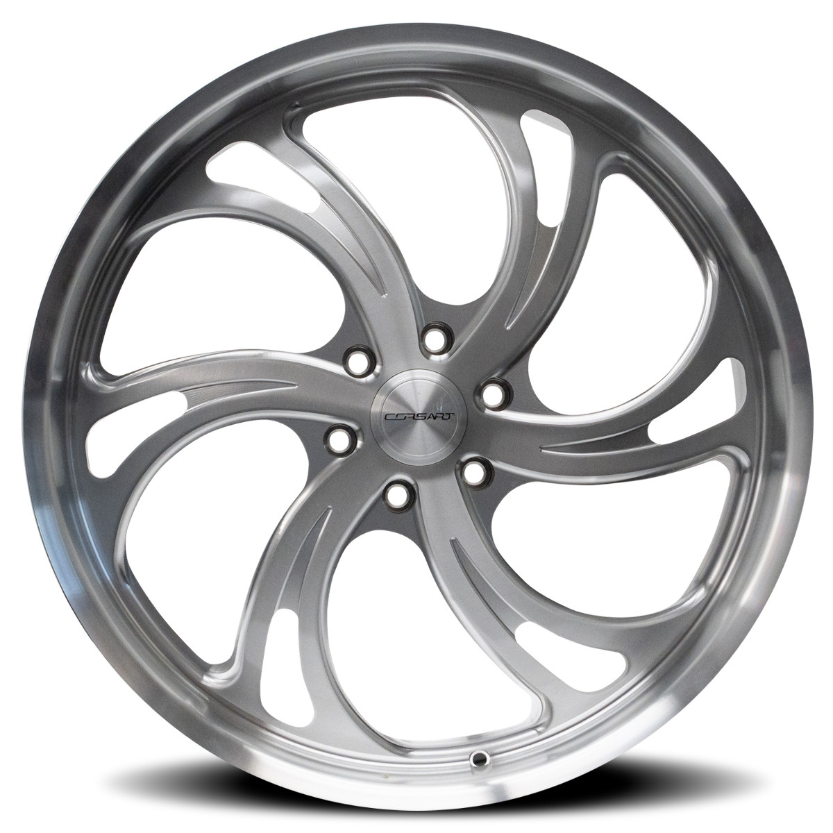 24" Corsart Argon 6 Brushed Milled Diamond Cut Lip 24x9 Wheel 6x135 24mm Rim