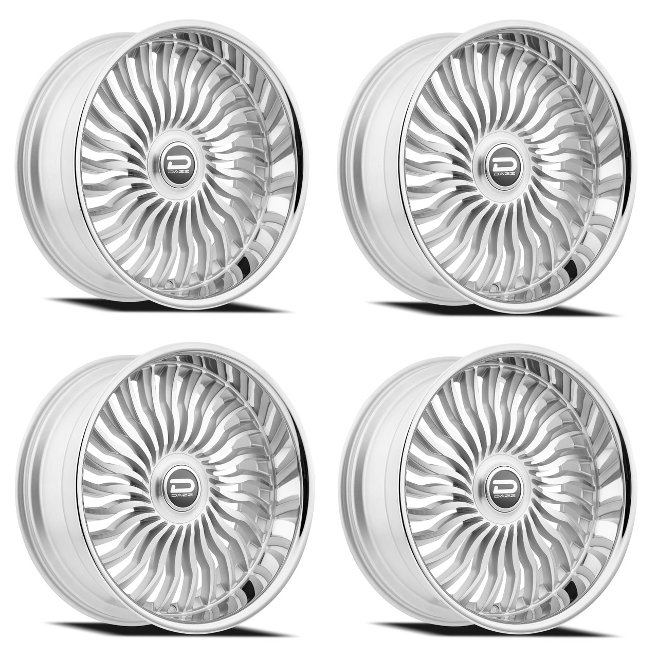 Set 4 24" Dazz Snatch Silver Brushed Chrome Stainless Steel Lip 24x10 5x4.75 5x5 0mm