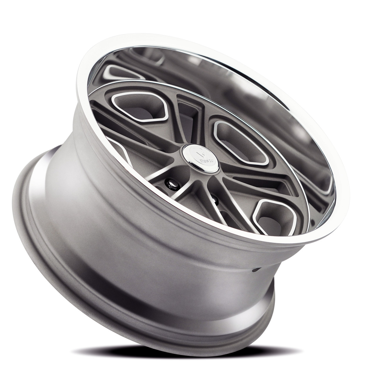 20" Resto Del Ray Texture Gun Metal Milled Diamond Cut Lip 20x8 5x4.5 1mm Wheel