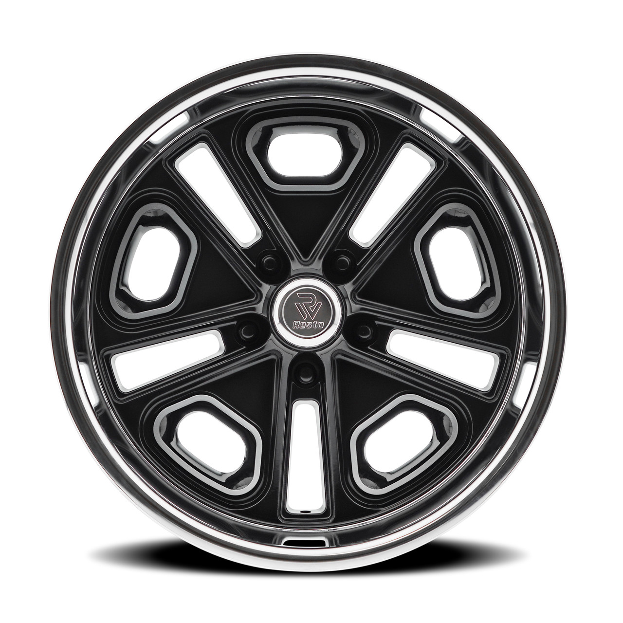 17" Resto Del Ray Glossy Black Center Milled Diamond Cut Lip 17x8 5x4.75 1mm Rim