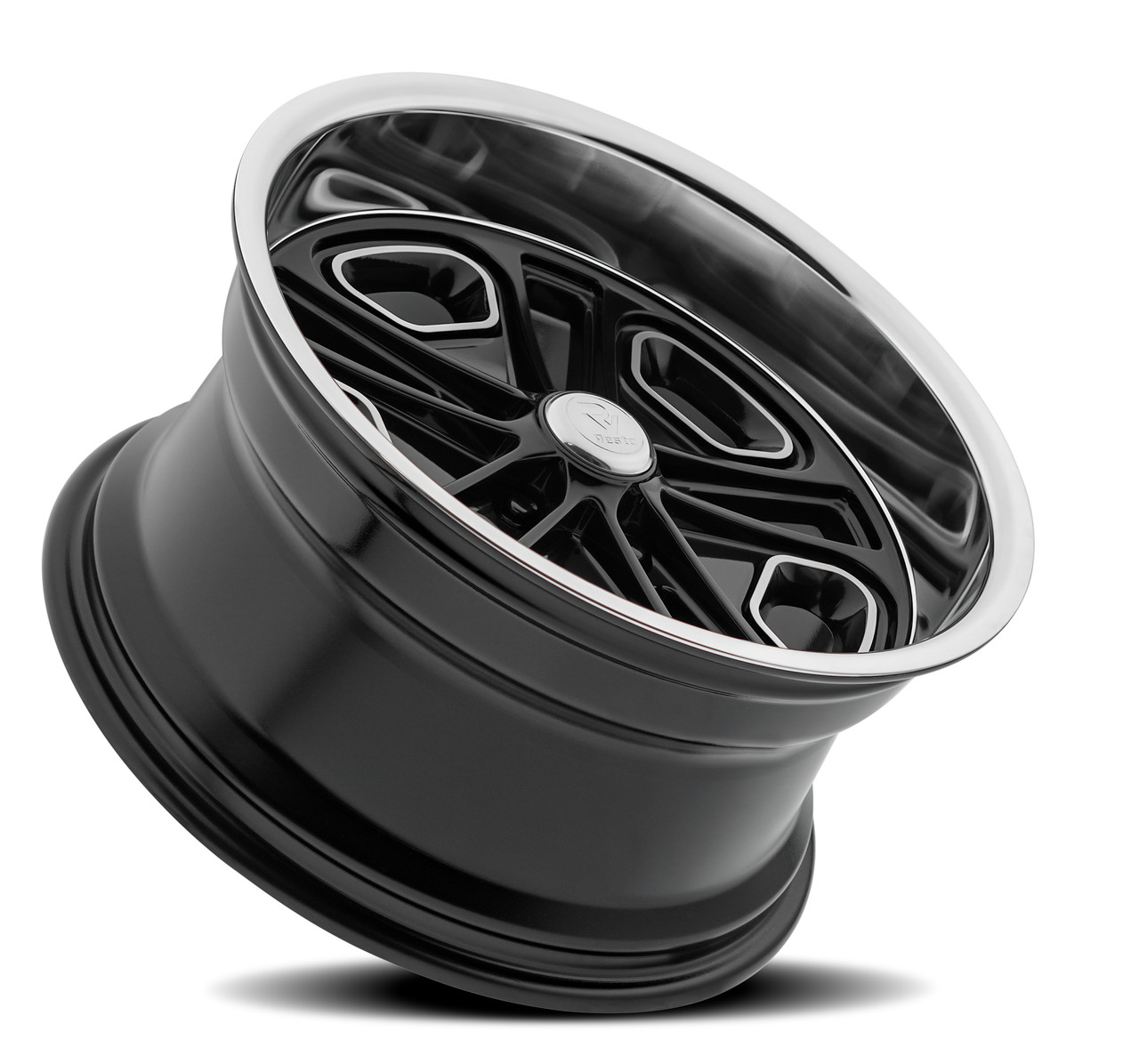 Set 4 18" Resto Del Ray Glossy Black Milled Diamond Cut Lip 18x8 5x4.75 1mm Rims