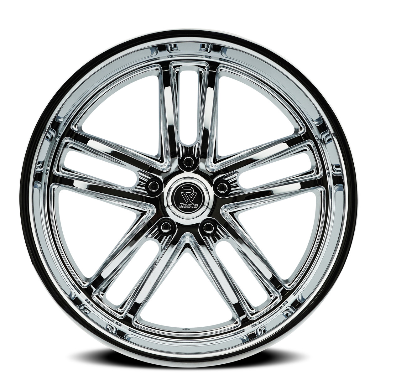 Set 4 24" Resto Maverick Milled Window Chrome Plated 24x10 Wheels 6x5.5 25mm Rim