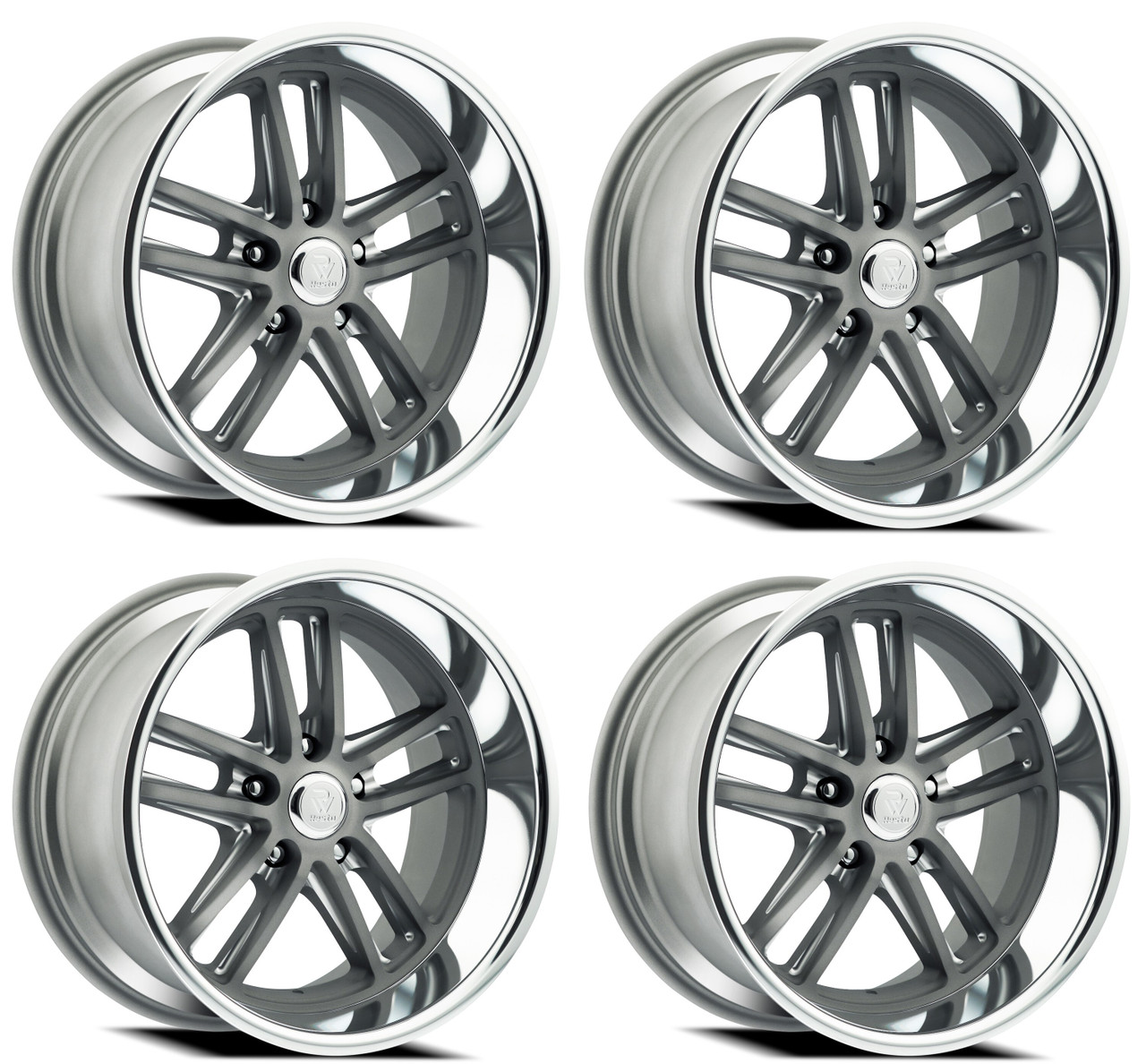 Set 4 20" Resto Maverick Texture Gun Metal Milled Diamond Cut Lip 20x9.5 5x4.5 1mm