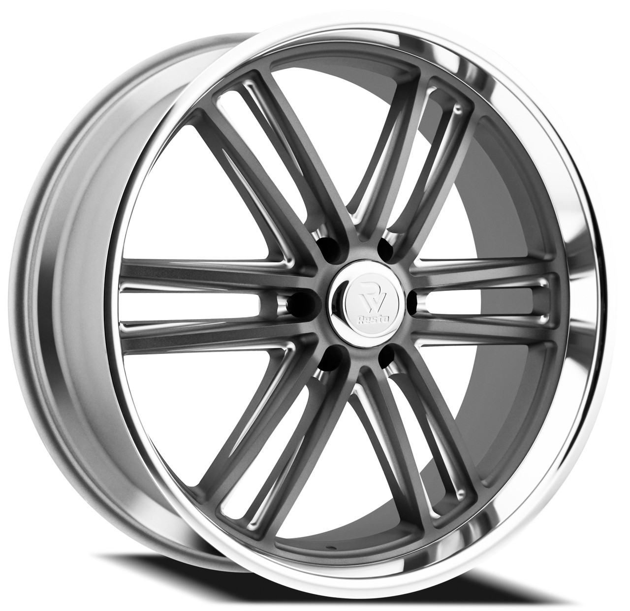 Set 4 24" Resto Maverick Texture Gun Metal Milled Diamond Cut Lip 24x10 6x5.5 25mm