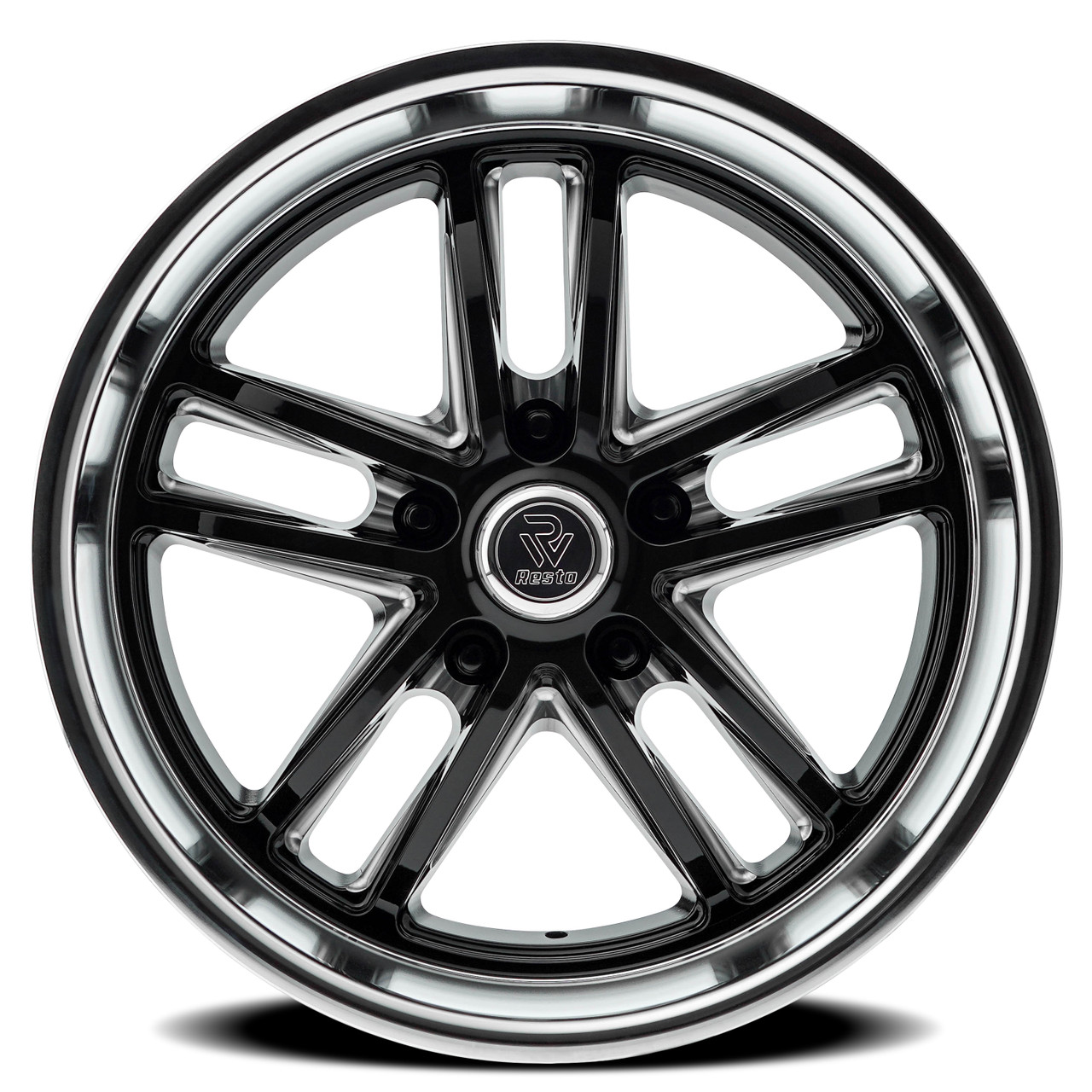 18" Resto Maverick Glossy Black Milled Window Diamond Cut Lip 18x8 5x4.5 1mm Rim